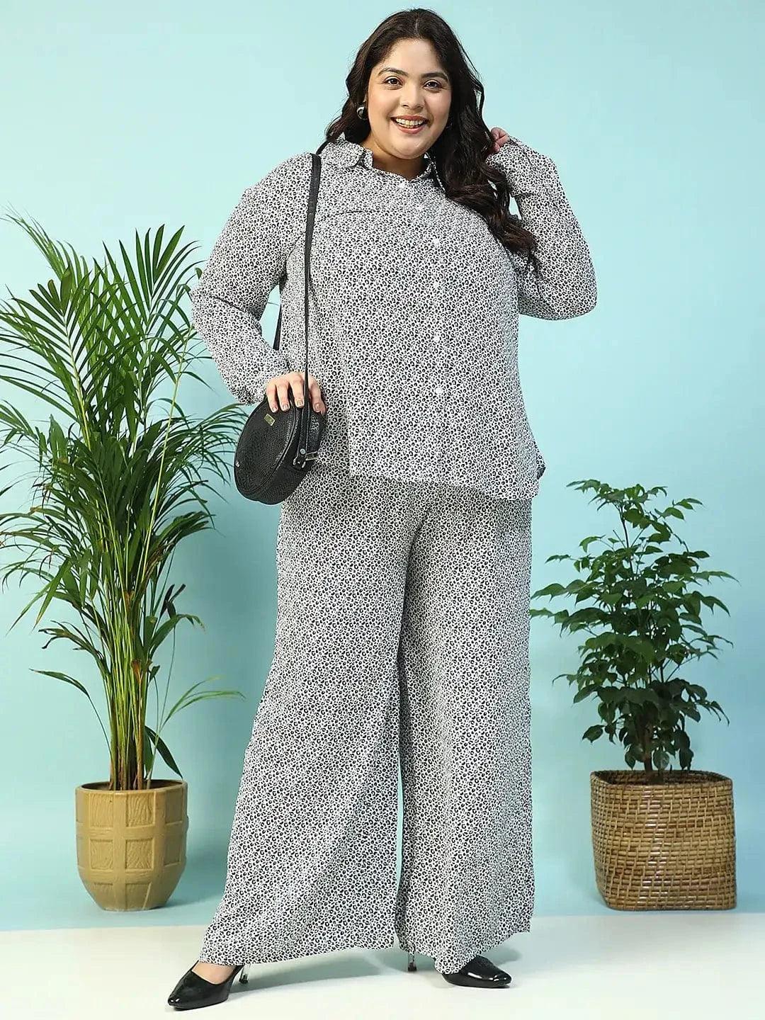 Plus Size White Animal Print Pant