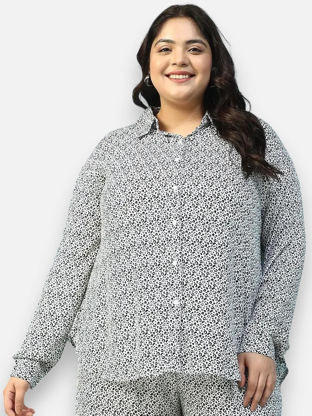 Plus Size Black Animal Print Shirt