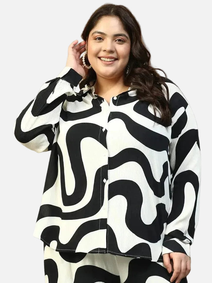 Plus Size Off-White Black Shirt