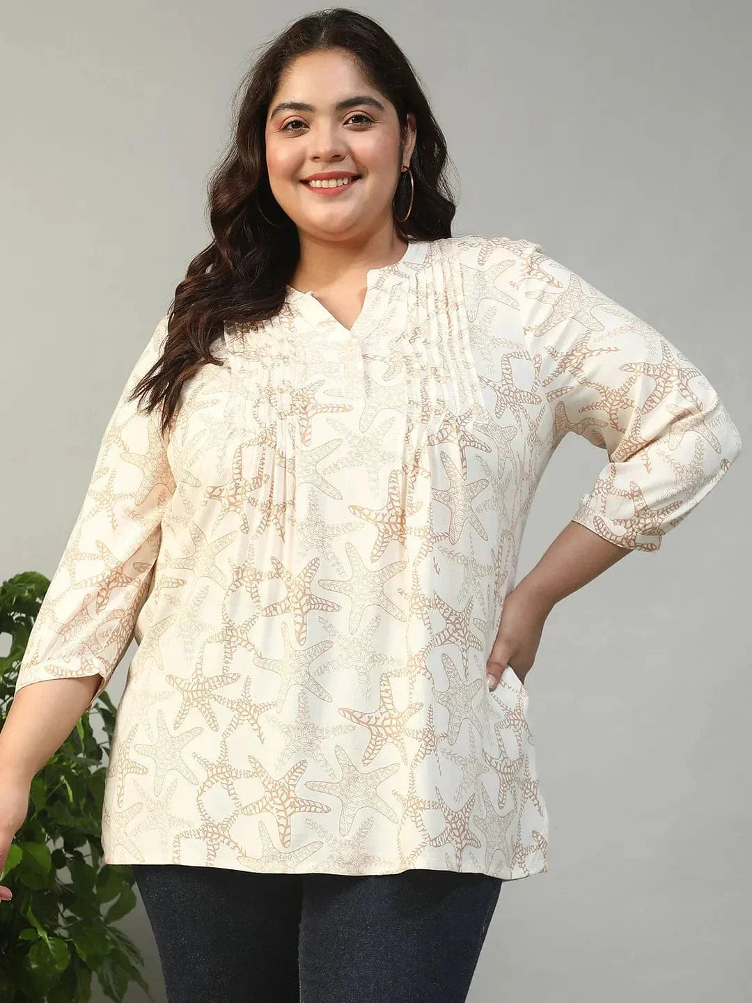 plus-size-women-top-beige-floral