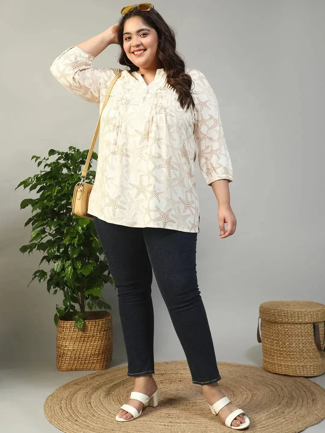 plus-size-women-top-beige-floral
