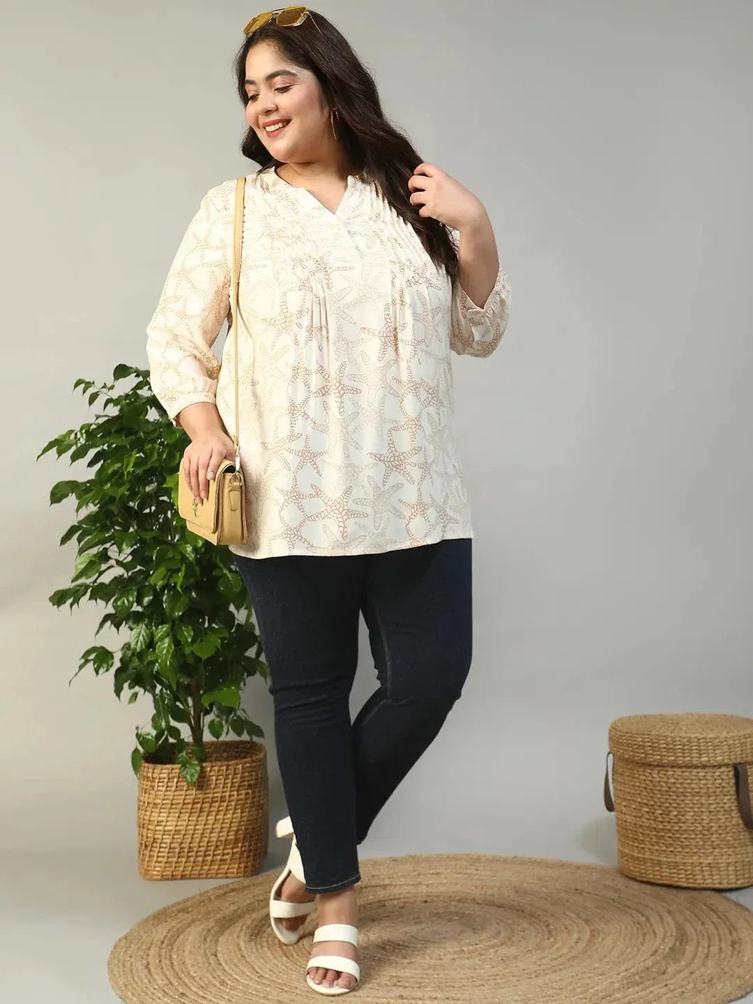 plus-size-women-top-beige-floral