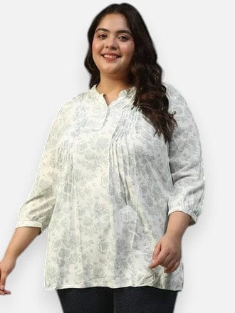 Plus Size White Floral Top