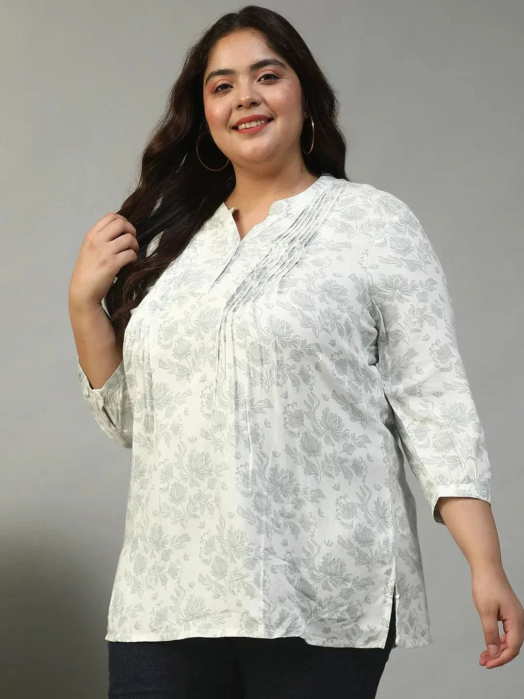 Plus Size White Floral Top