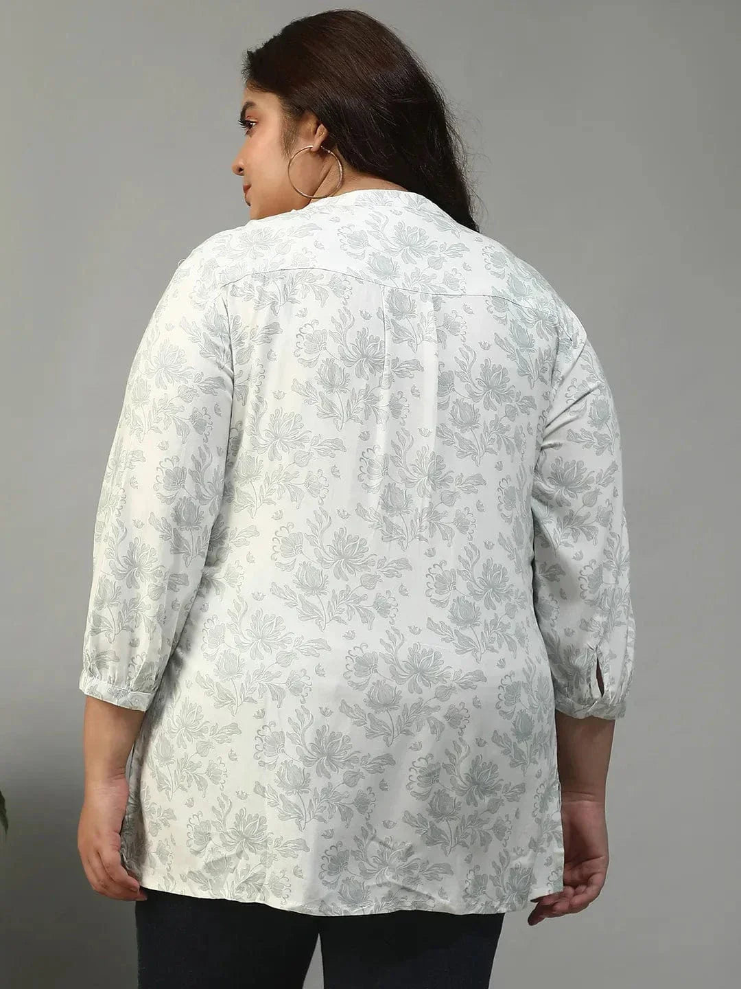 Plus Size White Floral Top