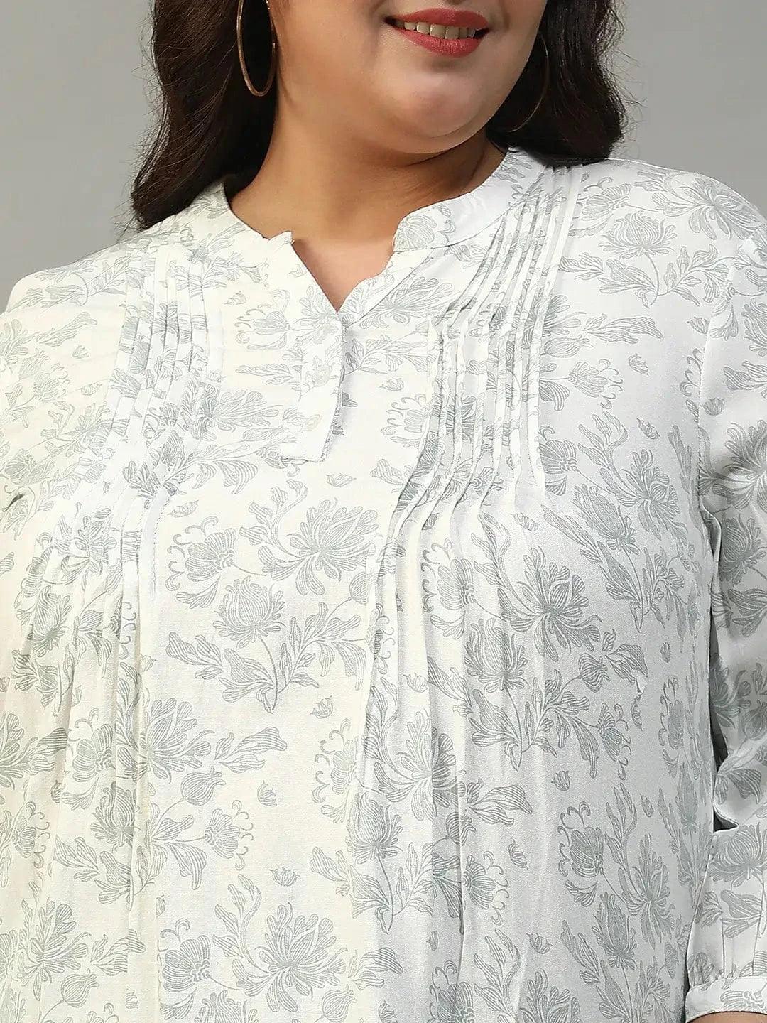 Plus Size White Floral Top