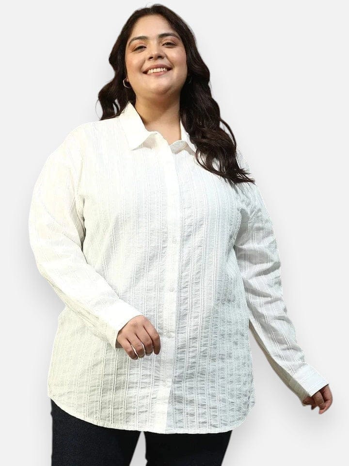 Plus Size White Cotton Shirt