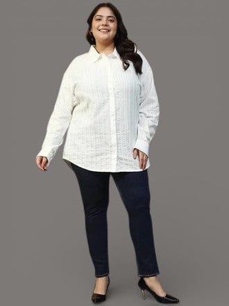 Plus Size White Cotton Shirt