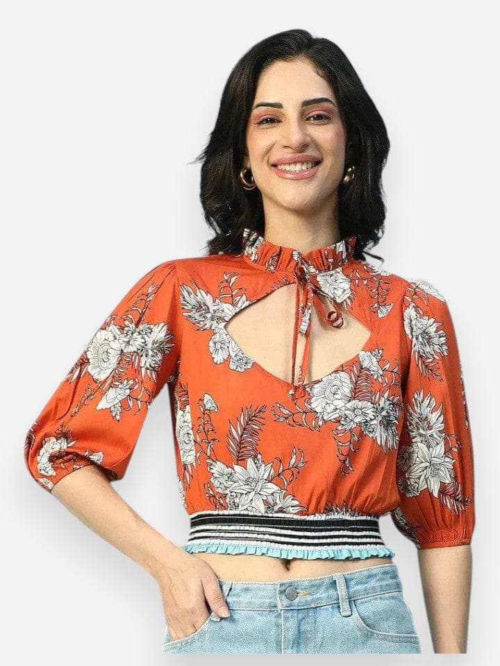 Rust Floral Crop Top