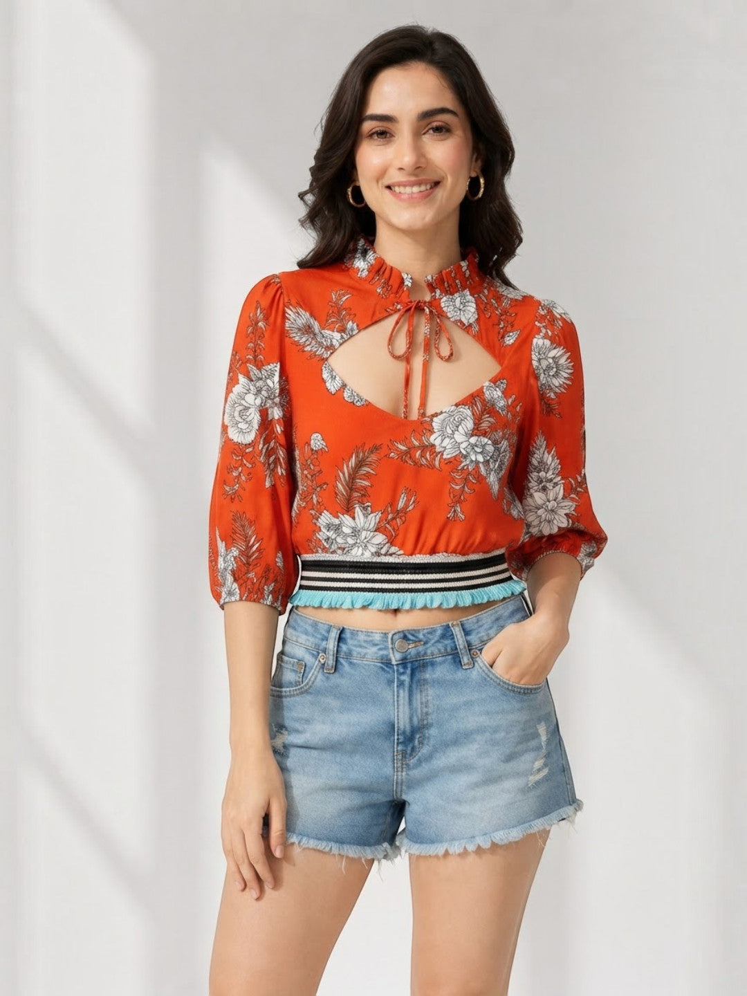 Rust Floral Crop Top