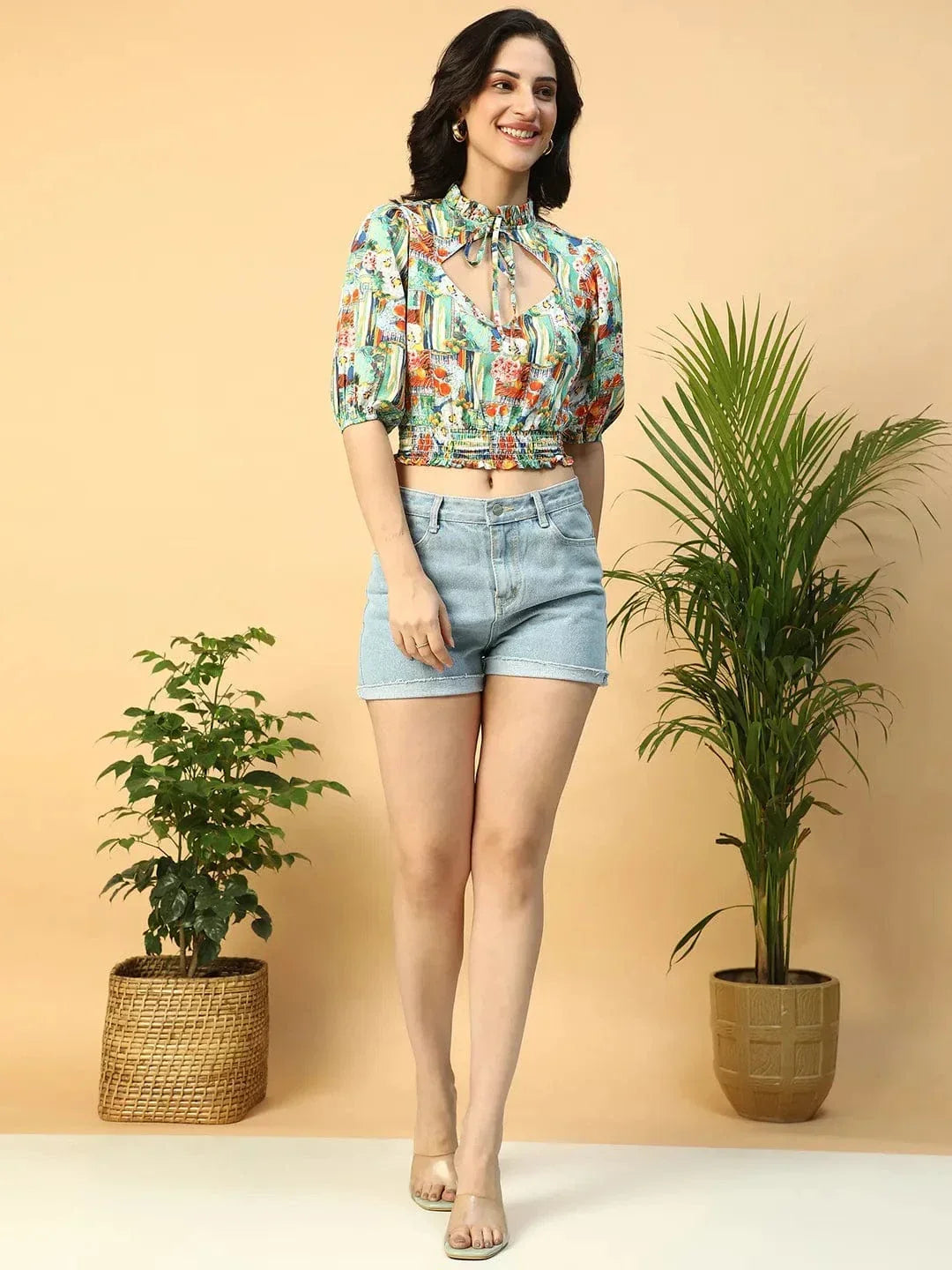 Multicolor Printed Crop Top