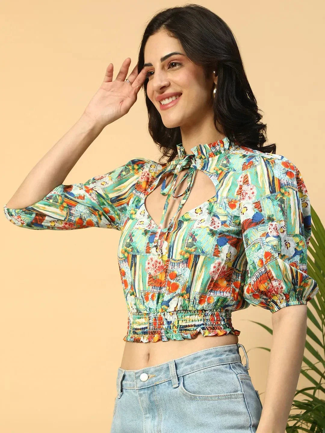 Multicolor Printed Crop Top