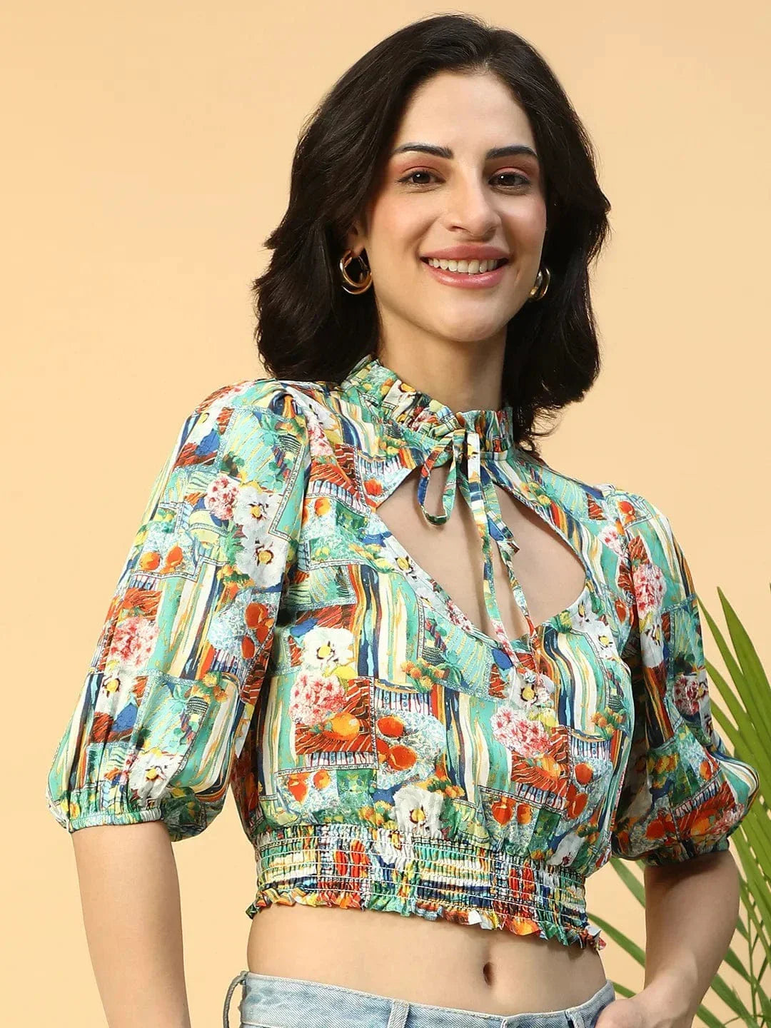 Multicolor Printed Crop Top