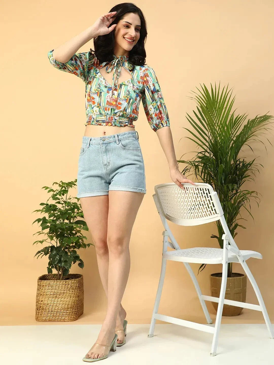 Multicolor Printed Crop Top