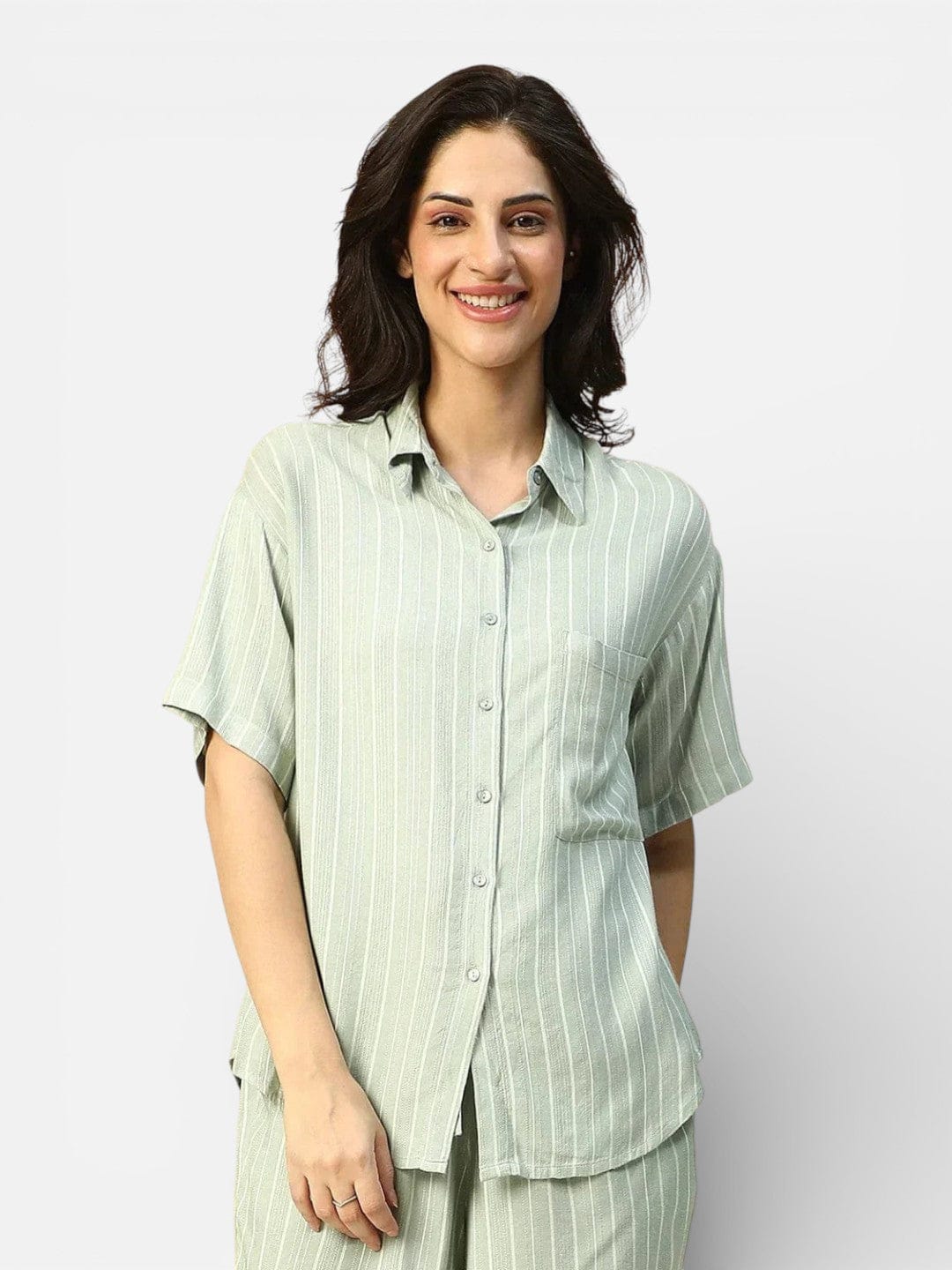 Green Stripe Print Shirt
