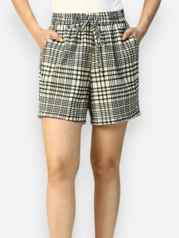 Black Check Print Short