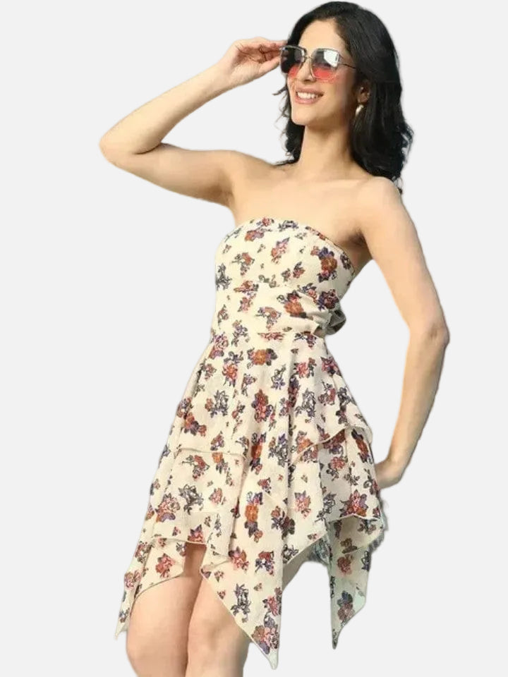 Beige Floral Dress