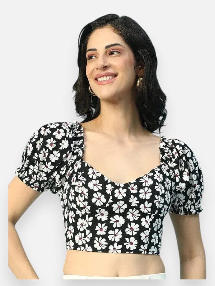 Black Floral Crop Top
