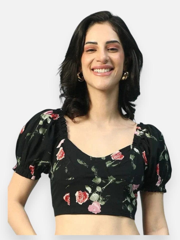 Black Floral Crop Top