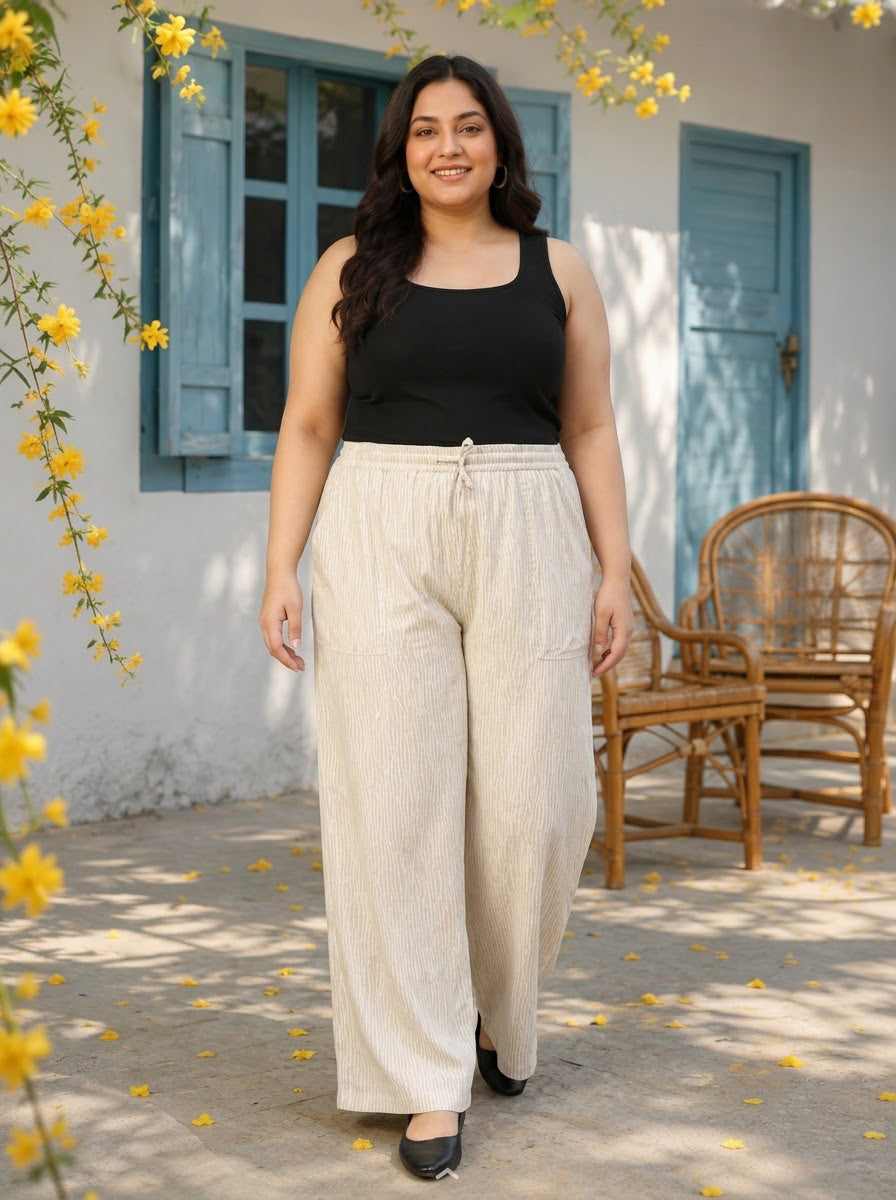 Plus Size Beige Dot Print Pant
