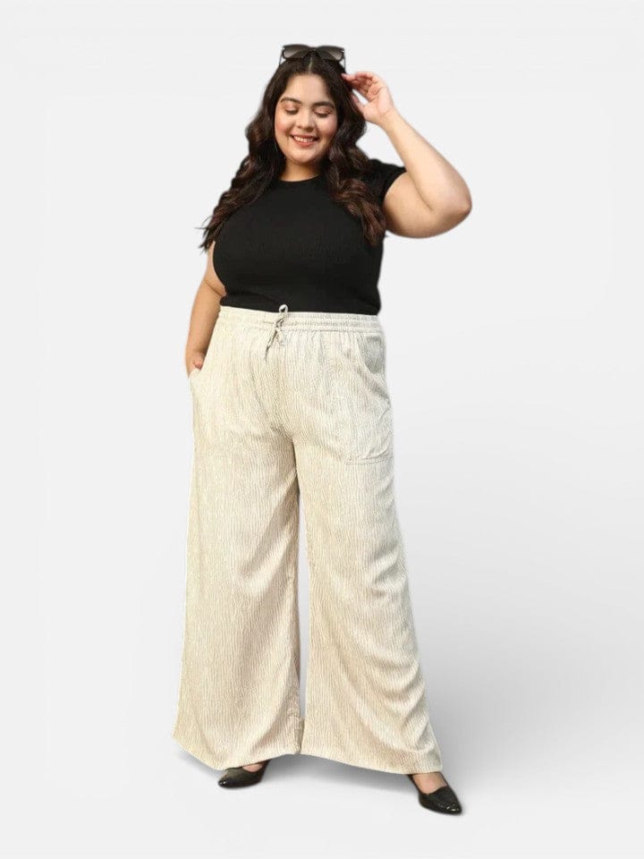 Plus Size Beige Dot Print Pant