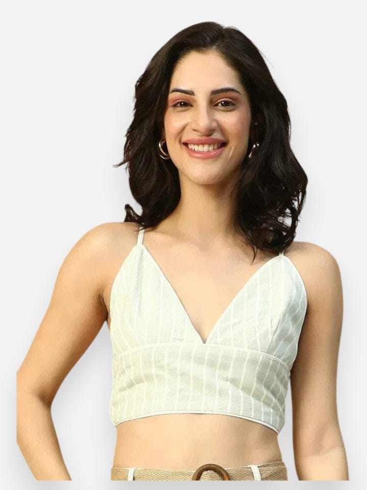 Green Stripe Cotton Crop Top