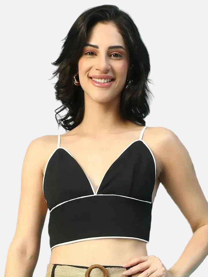 Black Cotton Crop Top