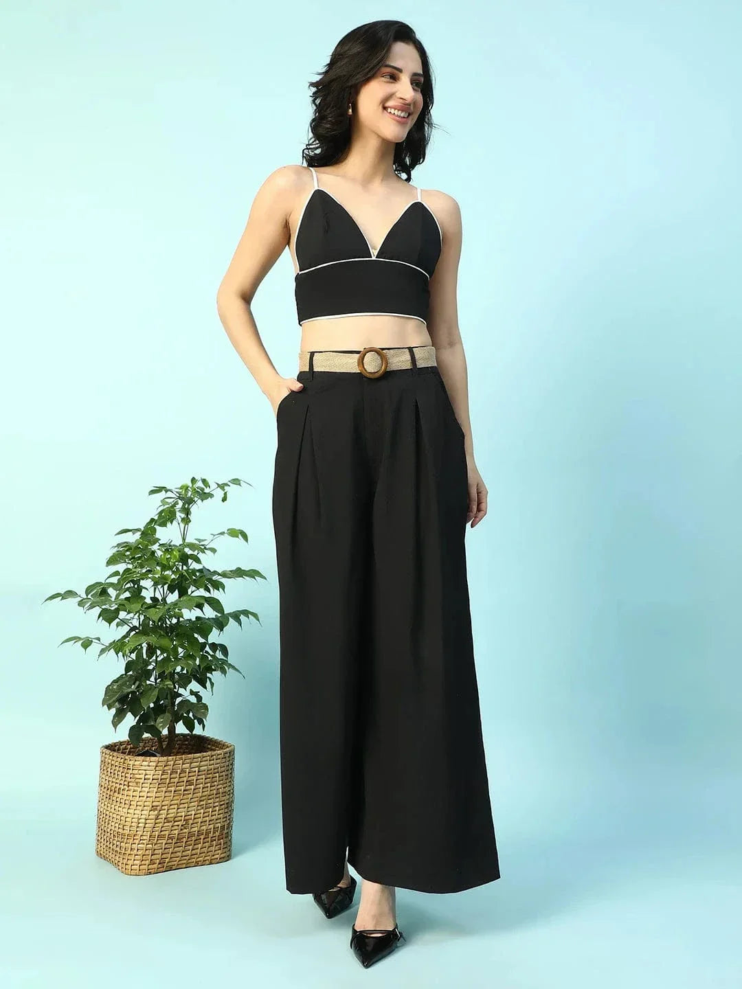 Black Cotton Crop Top