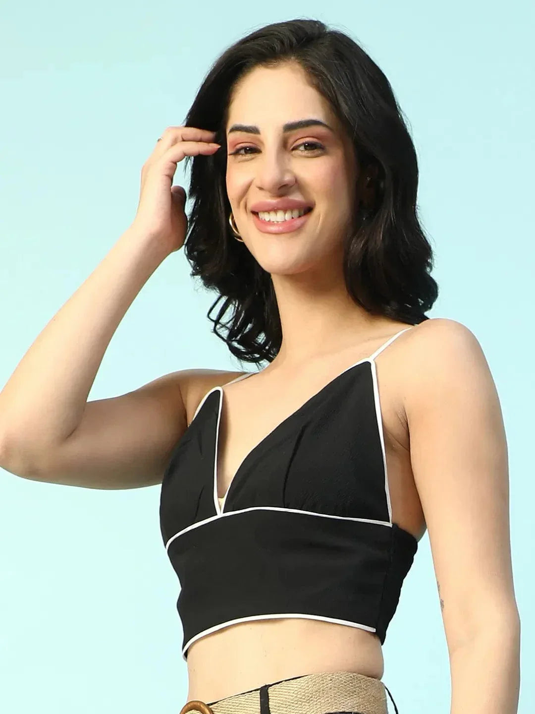 Black Cotton Crop Top