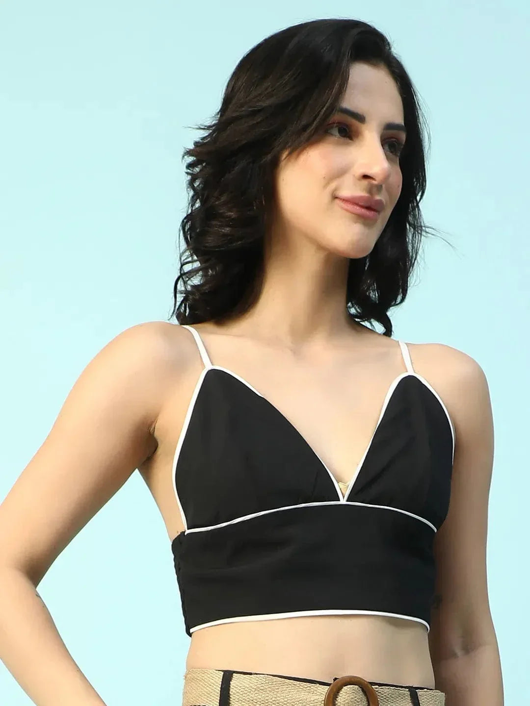 Black Cotton Crop Top