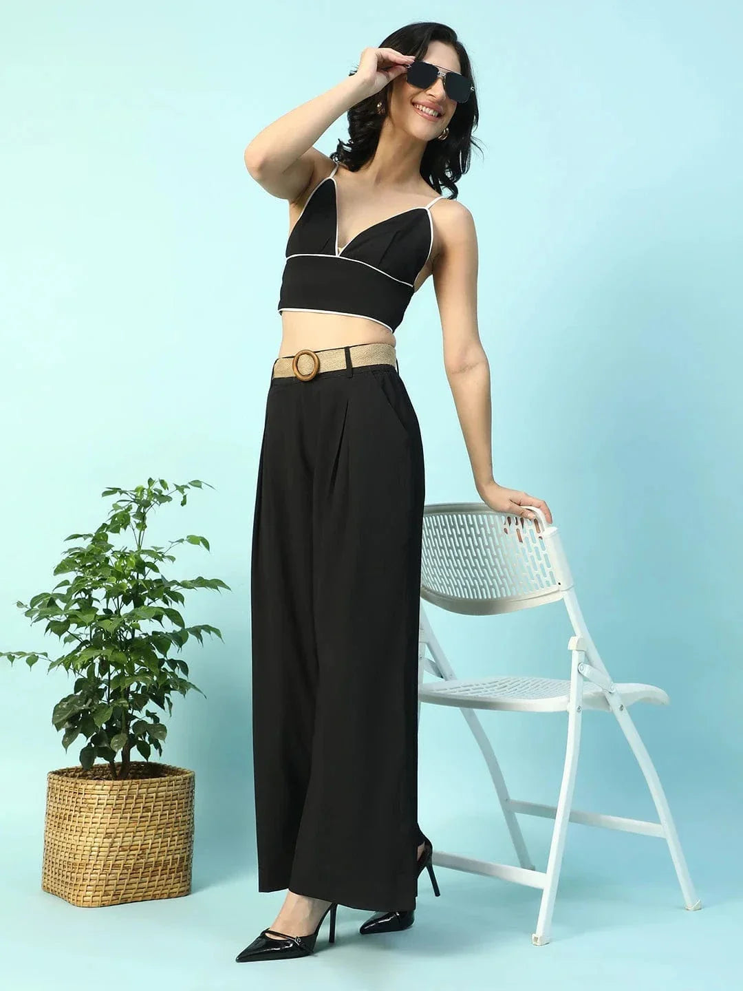 Black Cotton Crop Top
