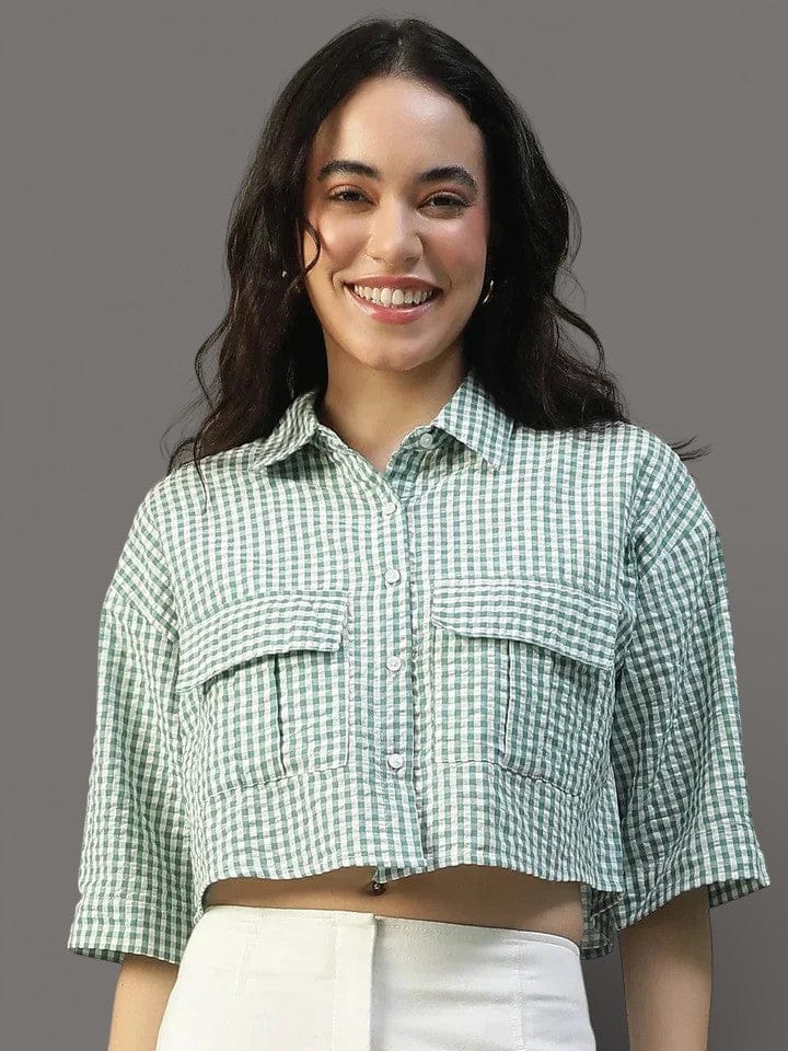 Green Yarn Dyed Check Cotton Shirt