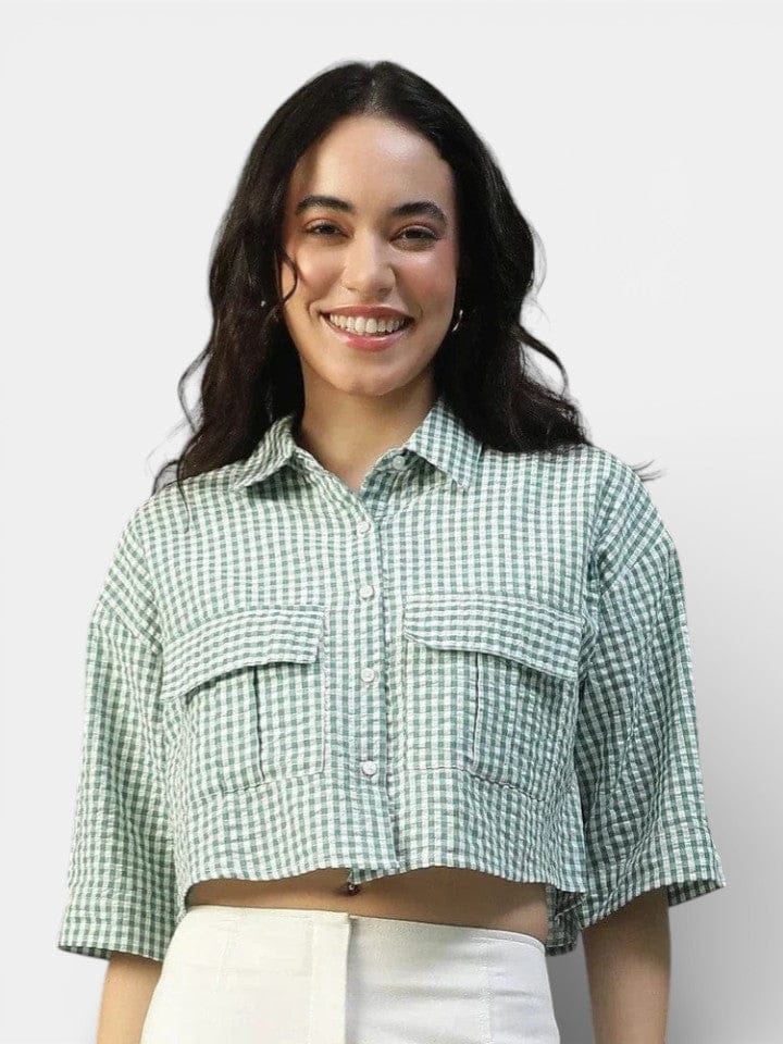 Green Yarn Dyed Check Cotton Shirt