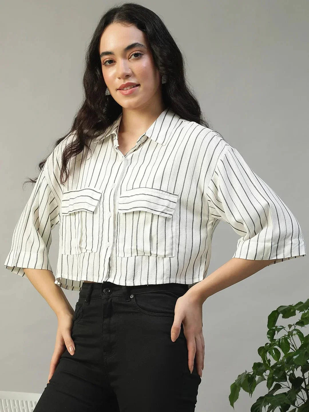 White Stripe Yarn Dyed Check Shirt