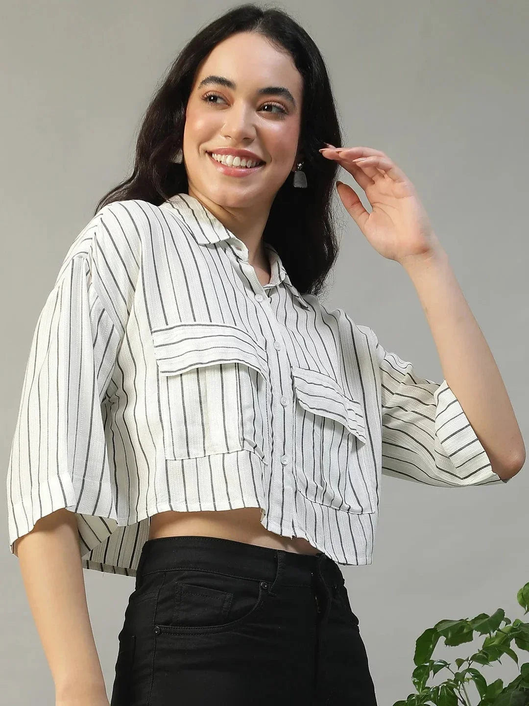 White Stripe Yarn Dyed Check Shirt
