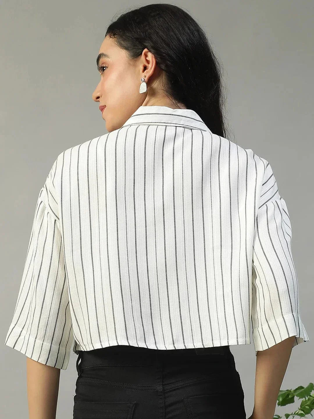 White Stripe Yarn Dyed Check Shirt