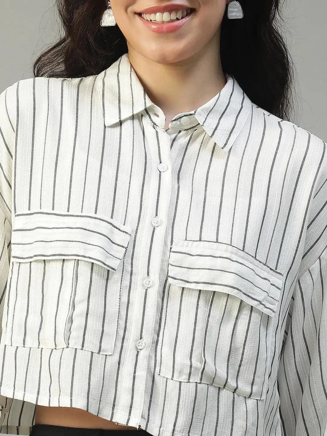 White Stripe Yarn Dyed Check Shirt