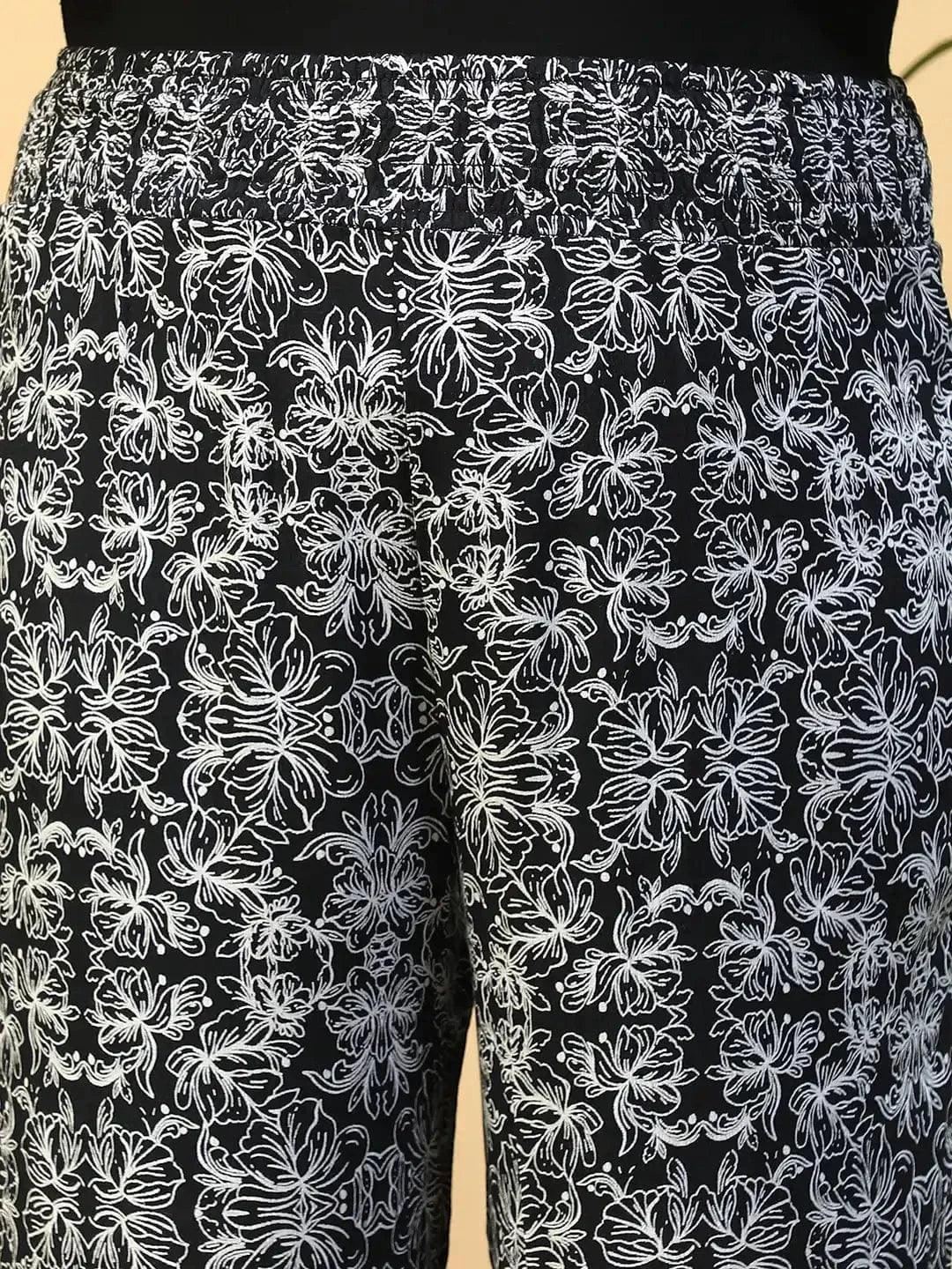 Jet Black Flared Elasticated Waist Plus Size Women Beachwear Pant - oxolloxo