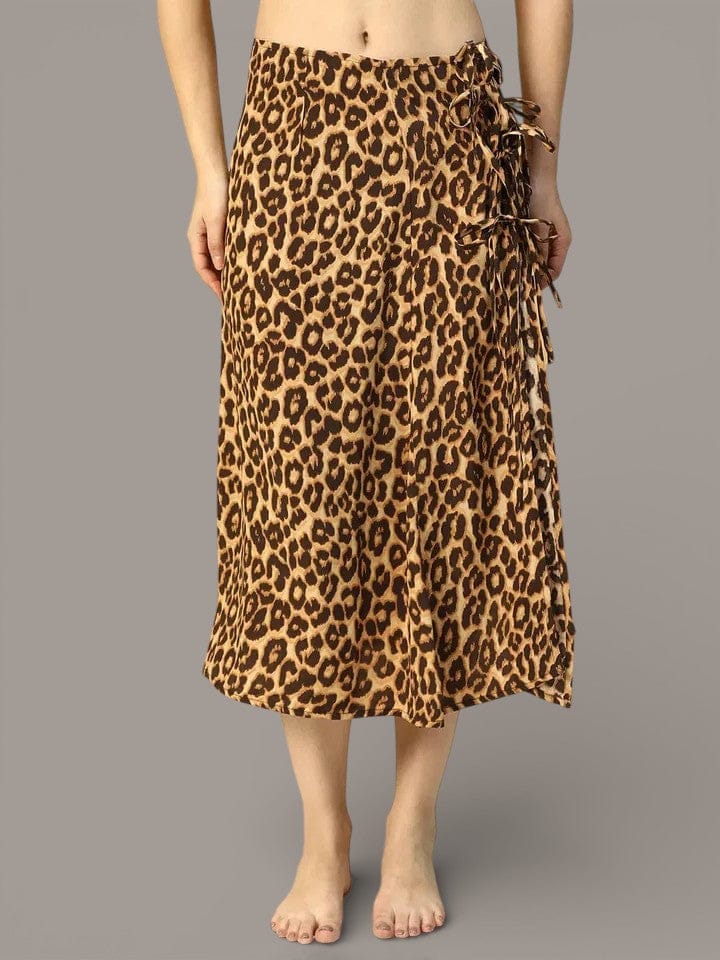 Brown Animal Print Beachwear Skirt