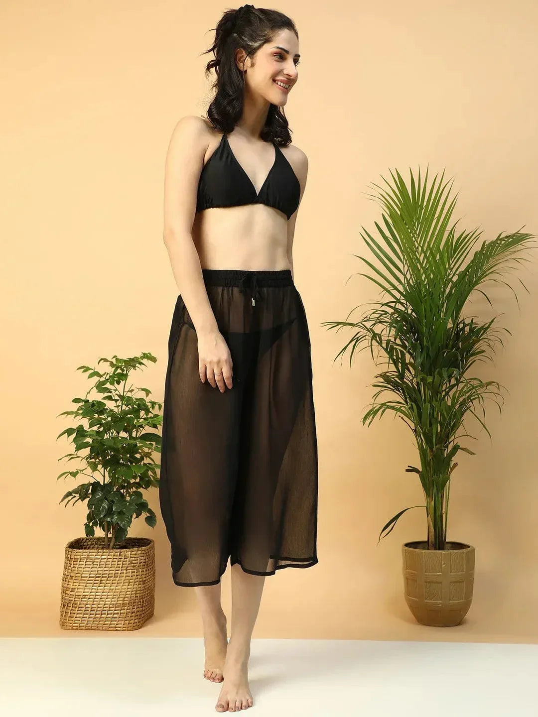 Black Beachwear Culottes