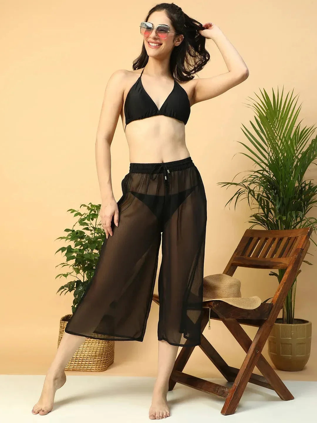 Black Beachwear Culottes