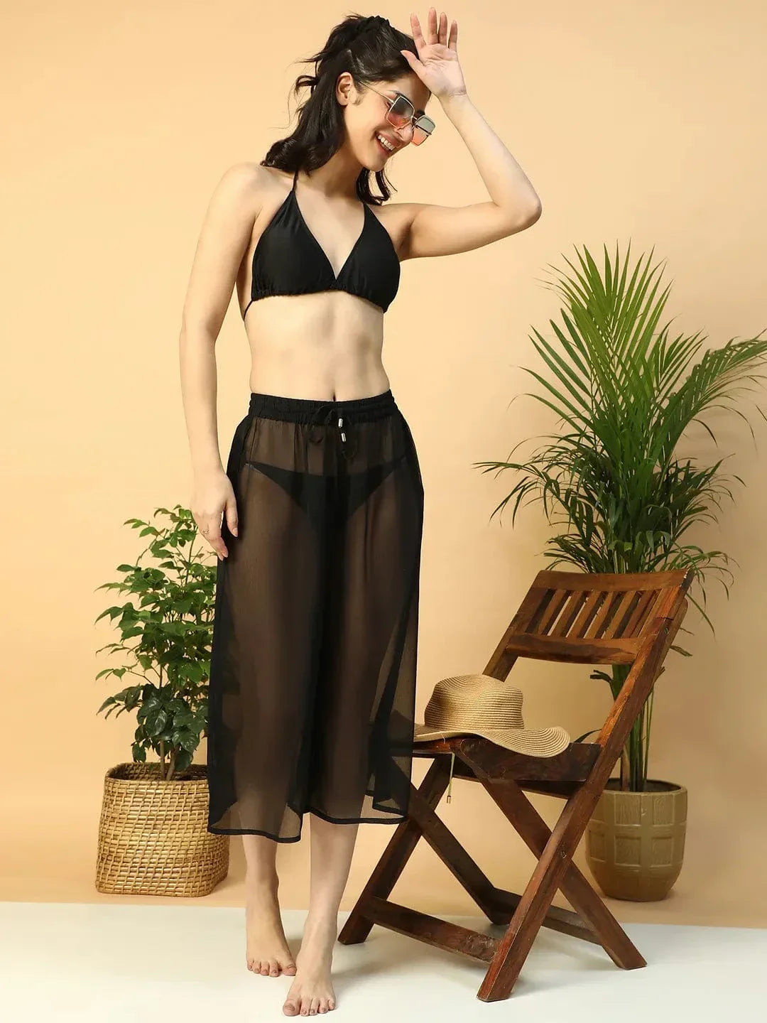 Black Beachwear Culottes