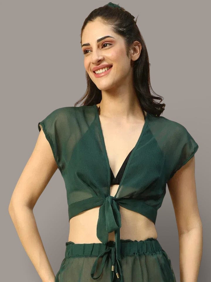 Green Beachwear Crop Top