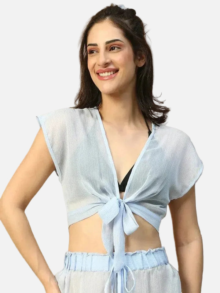 Blue Beachwear Crop Top