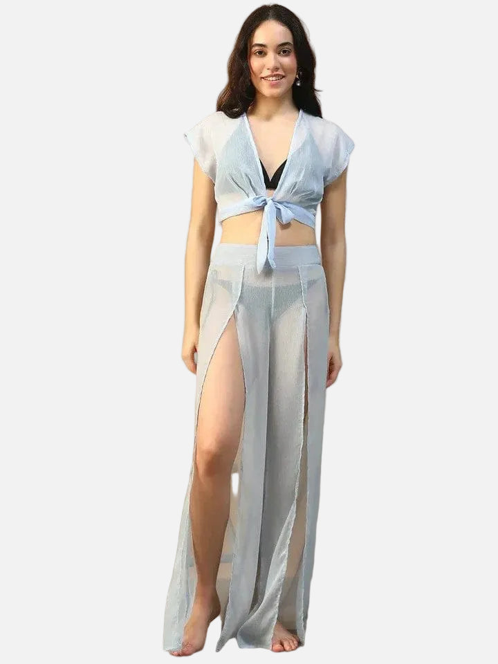 Women Blue Beachwear Co-Ord Set