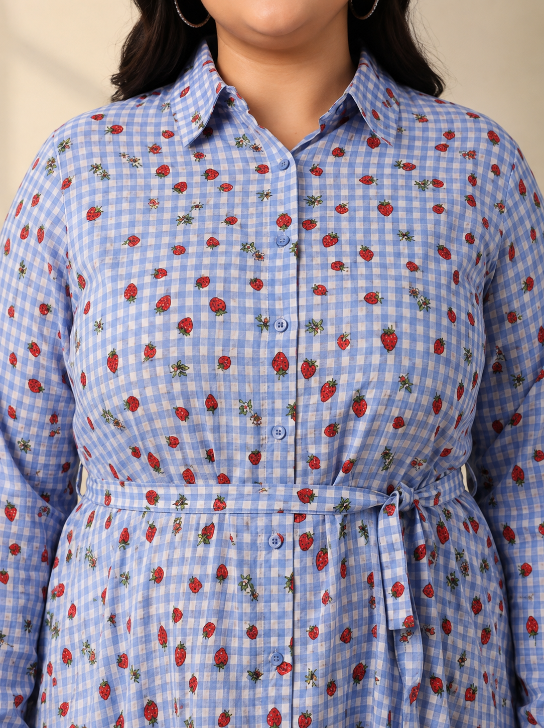 Plus Size Blue Heart Print Cotton Dress