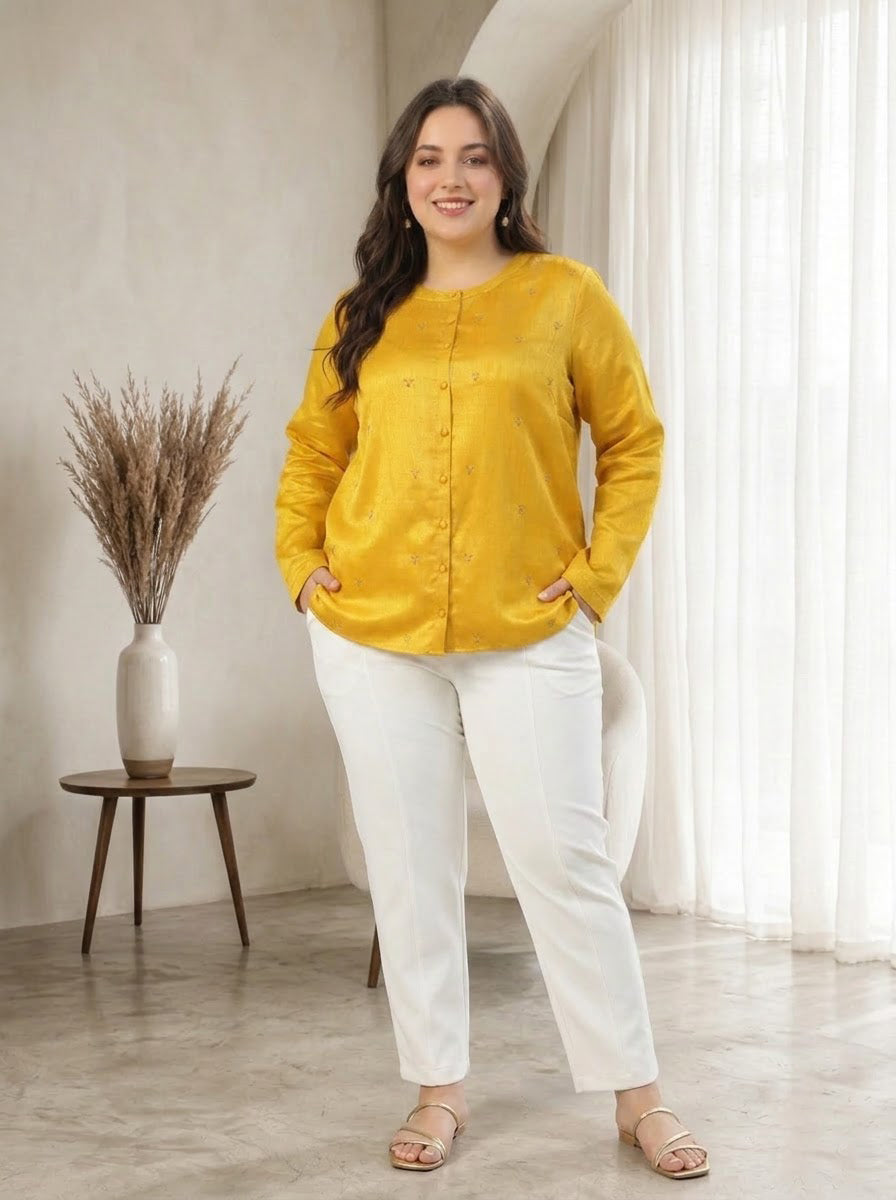 Plus Size Mustard Shirt
