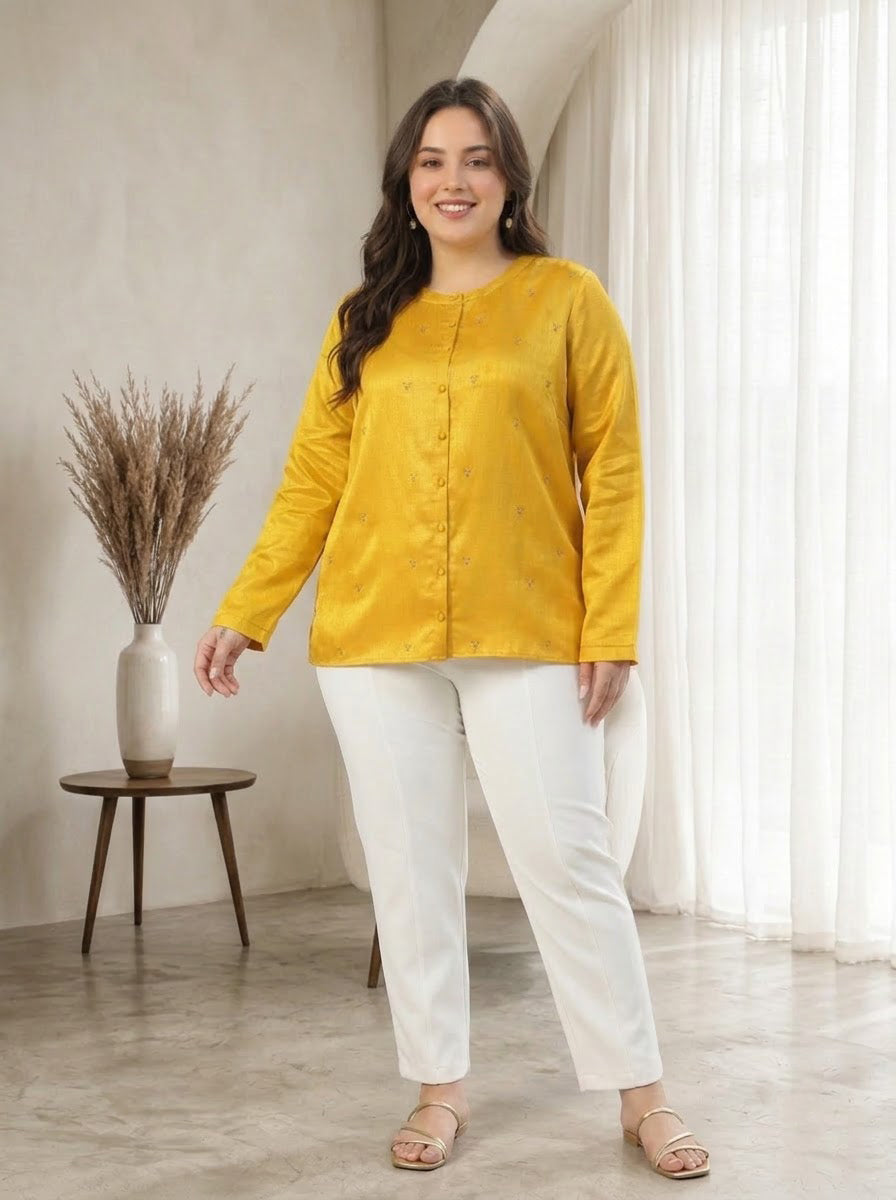 Plus Size Mustard Shirt