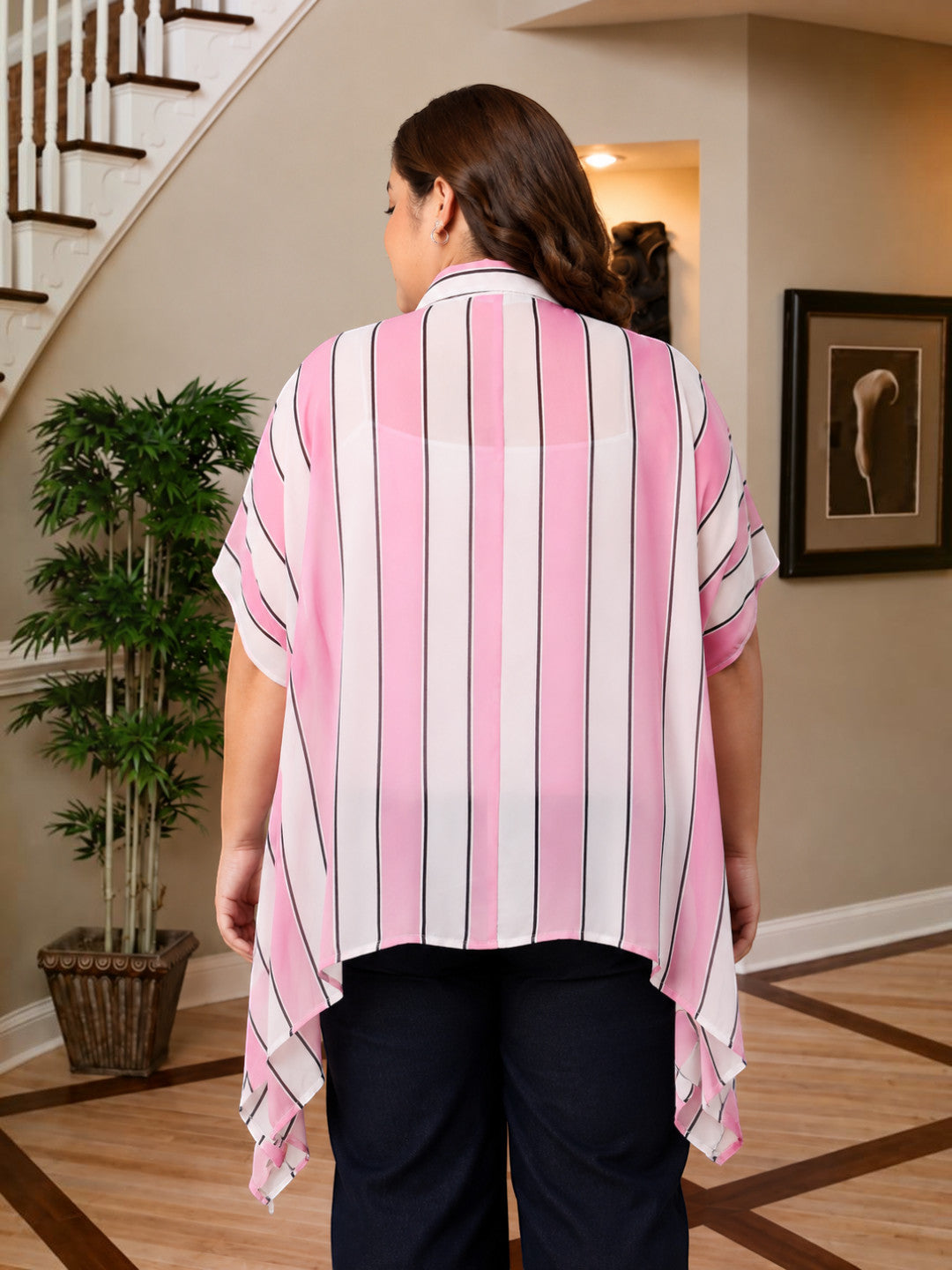 Plus Size Pink Stripe Top