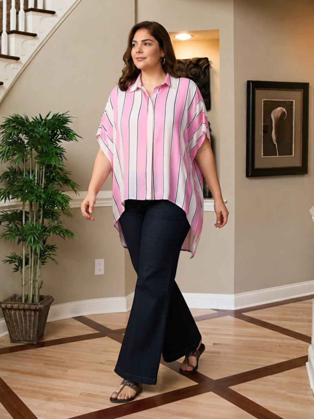 Plus Size Pink Stripe Top